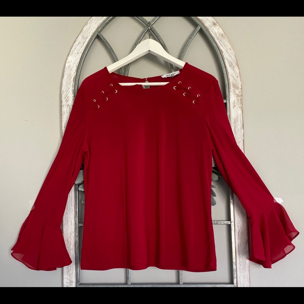 Women’s red long sleeve blouse